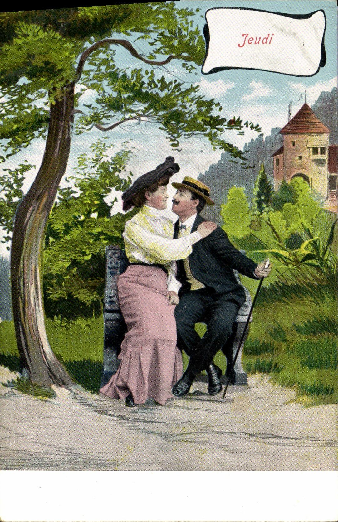 VINTAGE POSTCARD Fantasy Woman Thursday