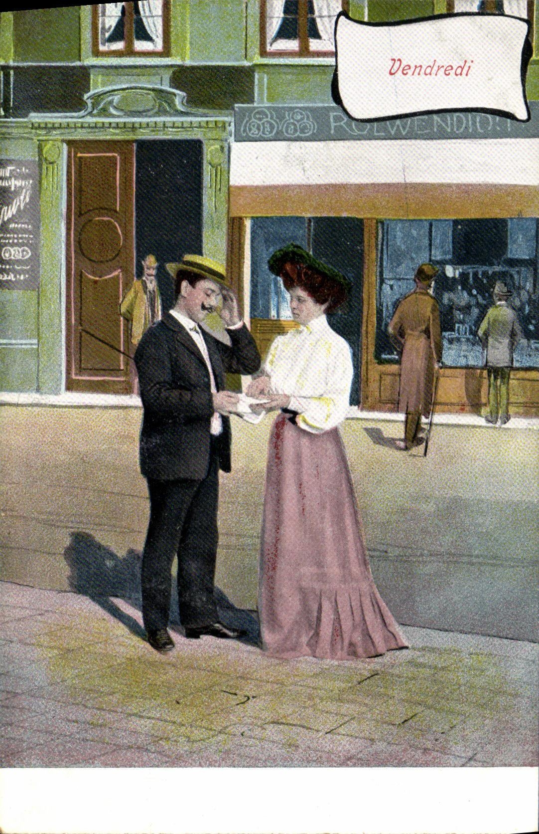 VINTAGE POSTCARD Fantasy Woman Friday