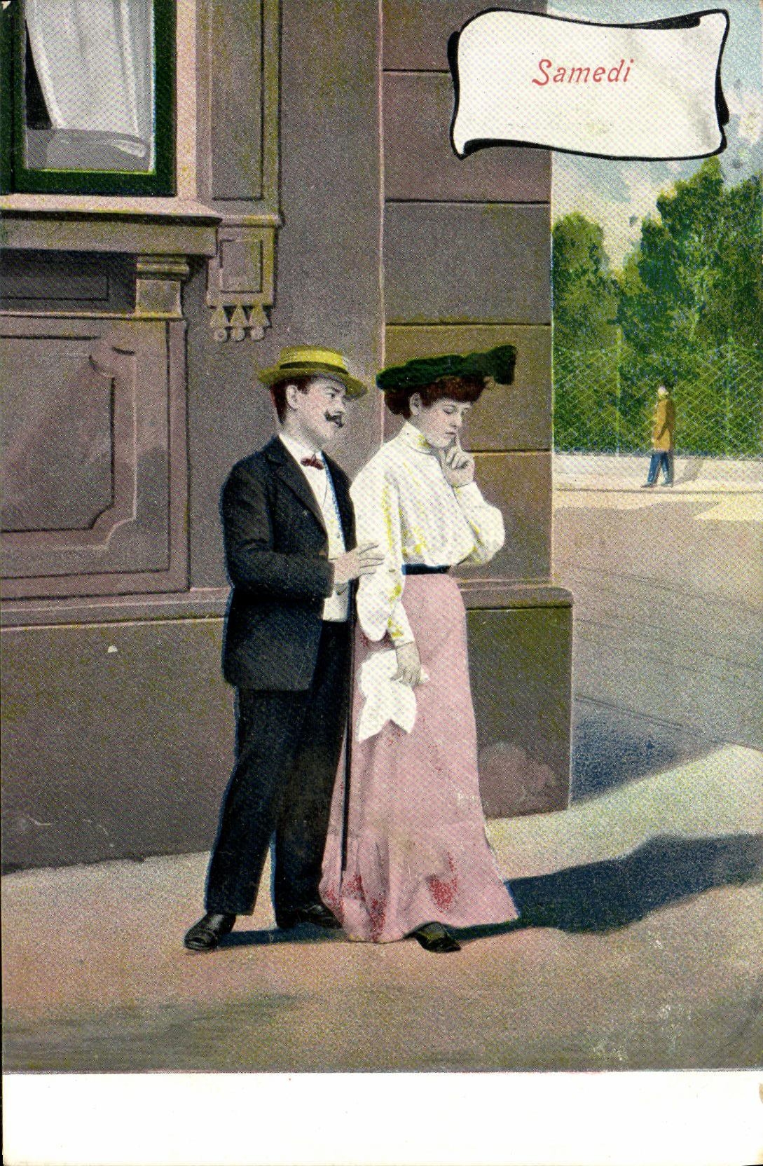 VINTAGE POSTCARD Fantasy Woman Saturday