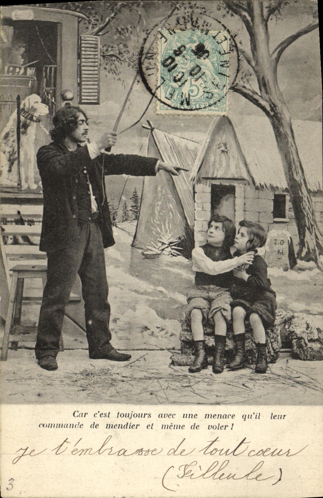 CPA Fantaisie Enfants Homme au fouet