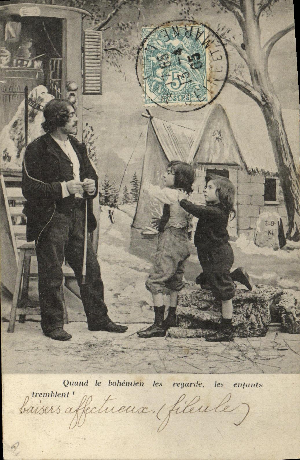 CPA Fantaisie Enfants Homme au fouet