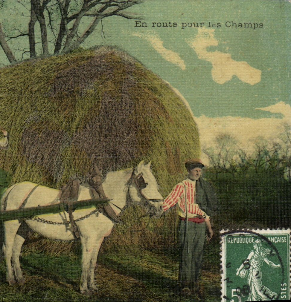 Las mujeres de la fantasia de la POSTAL de la VENDIMIA en la manera para el campesino colocan a coche del folklore