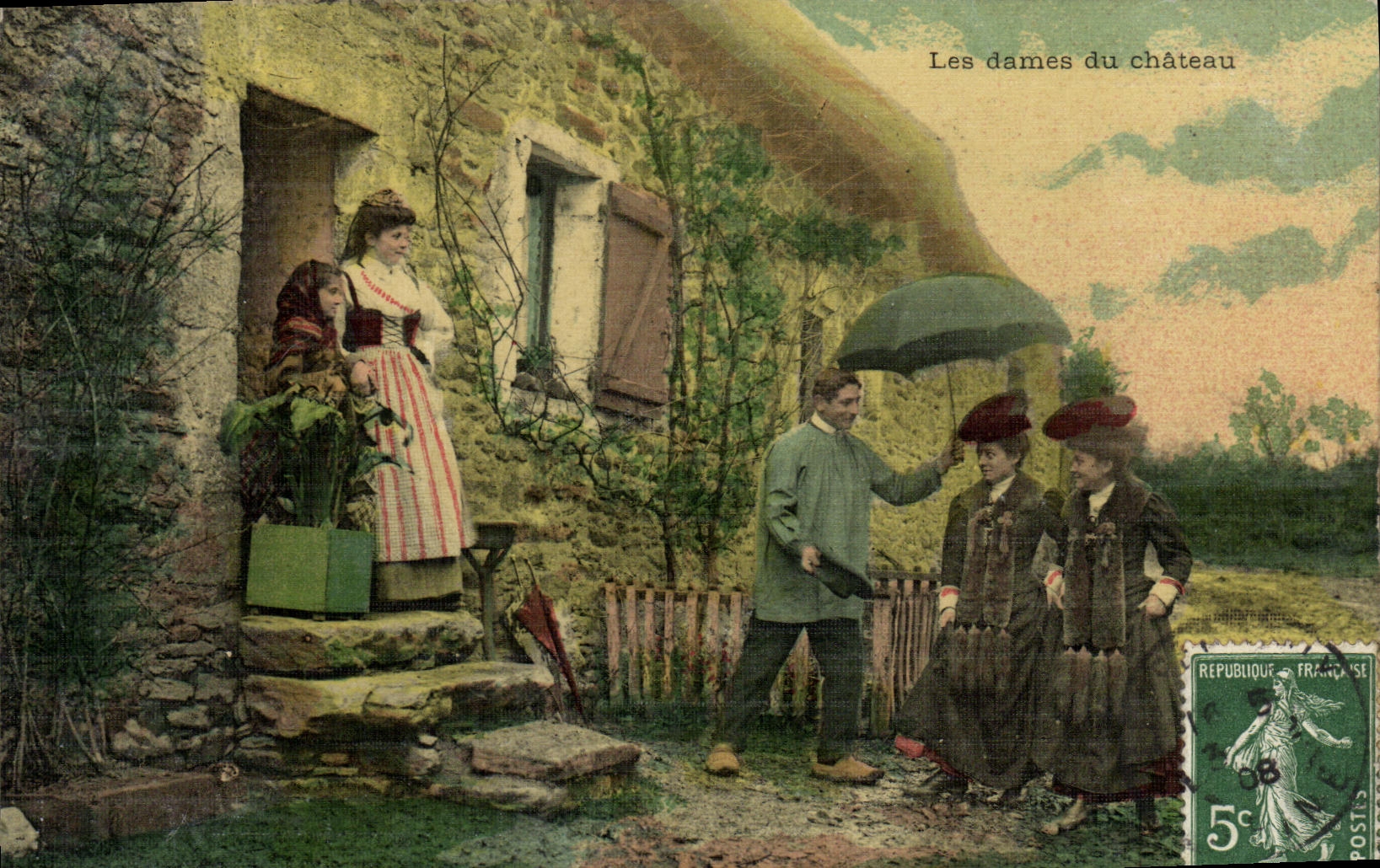 VINTAGE POSTCARD Fantasy Women ladies of the castle chart toilee