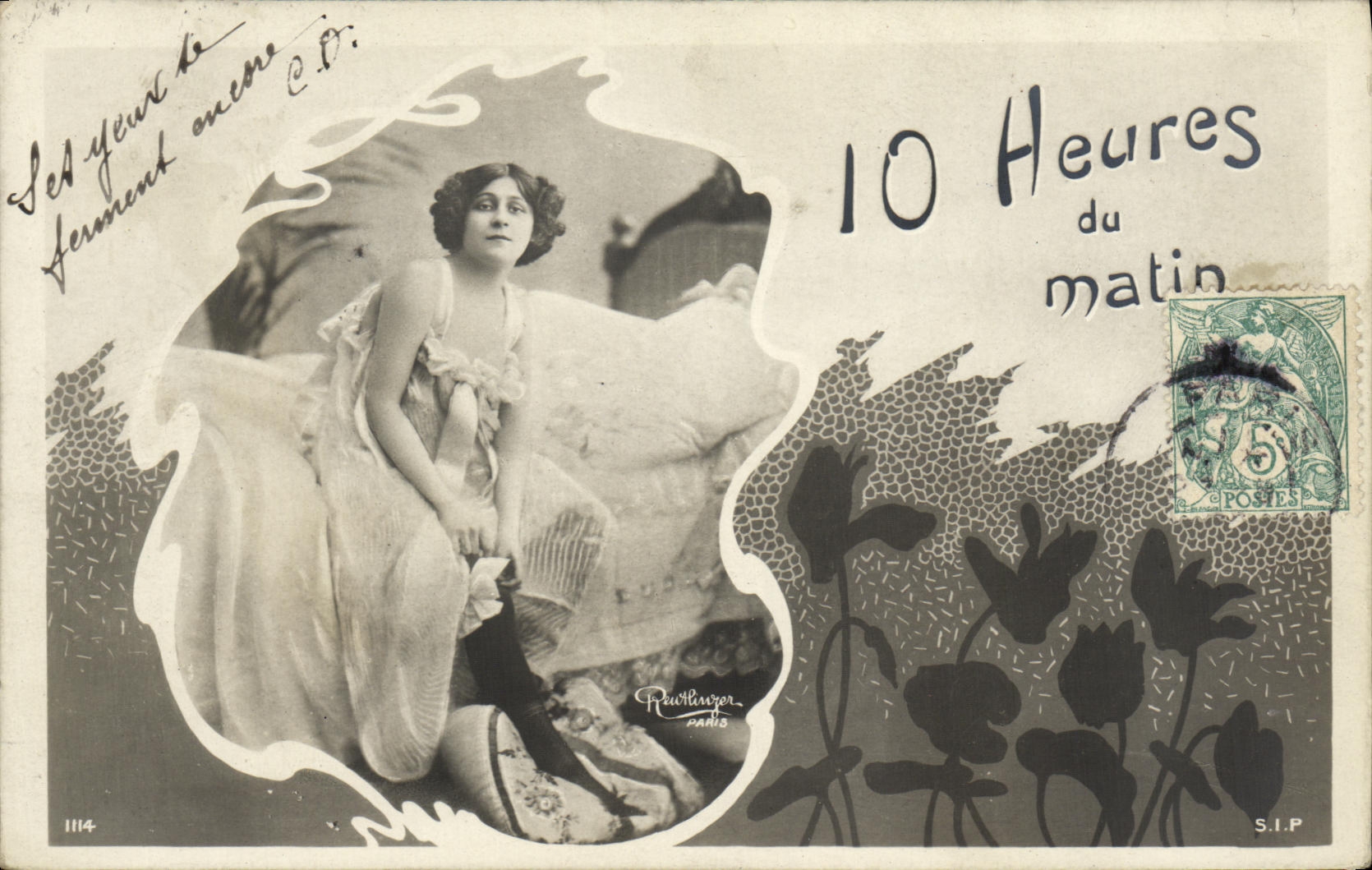 VINTAGE POSTCARD Fantasy Woman 10 hours of the Reutlinger morning