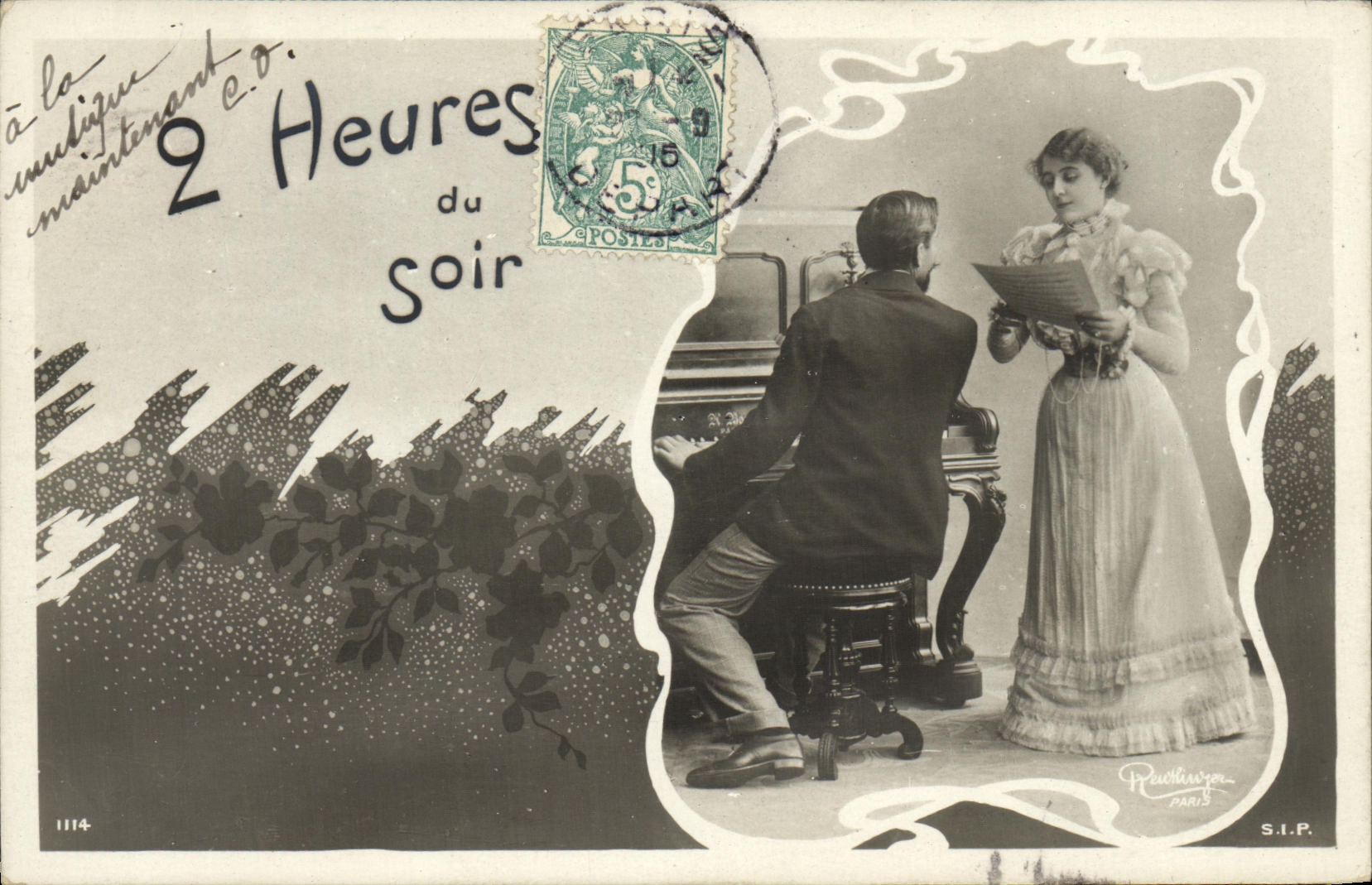 VINTAGE POSTCARD Fantasy Woman 2 hours of the Reutlinger evening