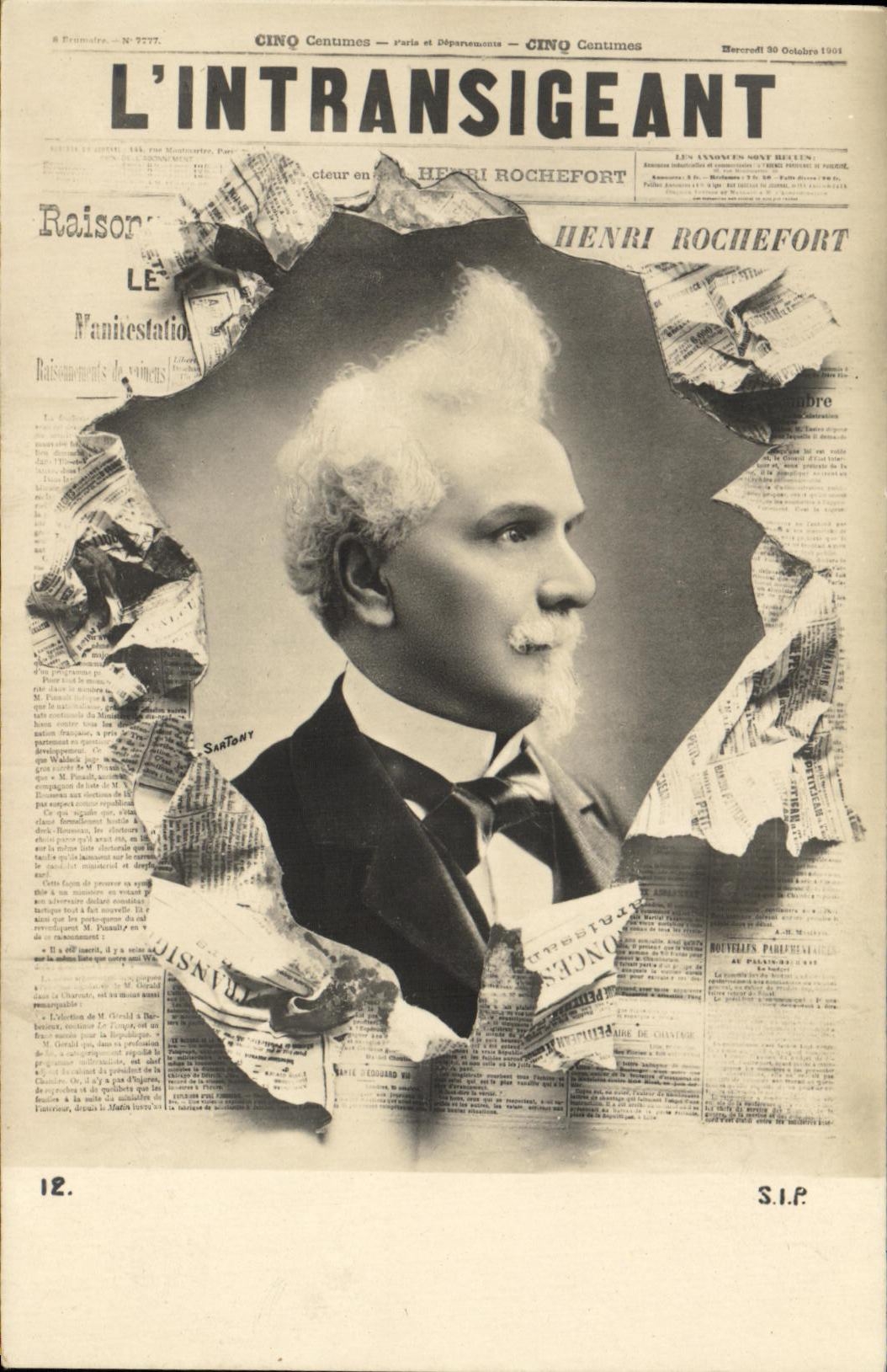 VINTAGE POSTCARD Fantasy Man Newspaper L intransigent