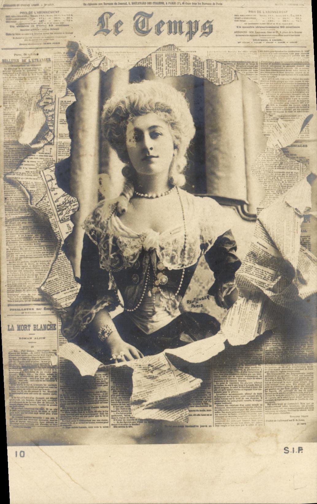 CPA Fantaisie Femme Le Temps Journal