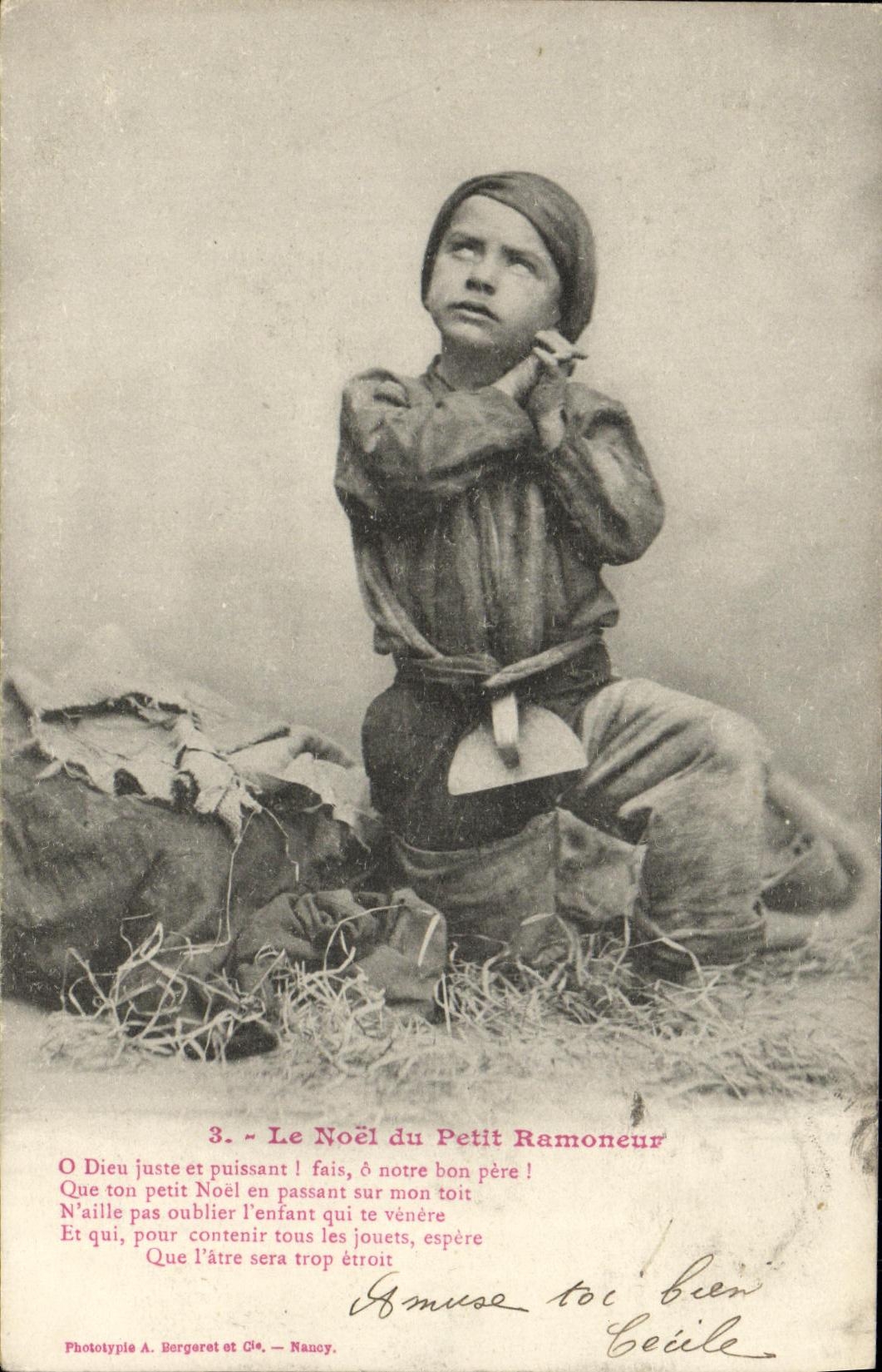CPA Fantaisie Enfant Le Noel du petit ramoneur