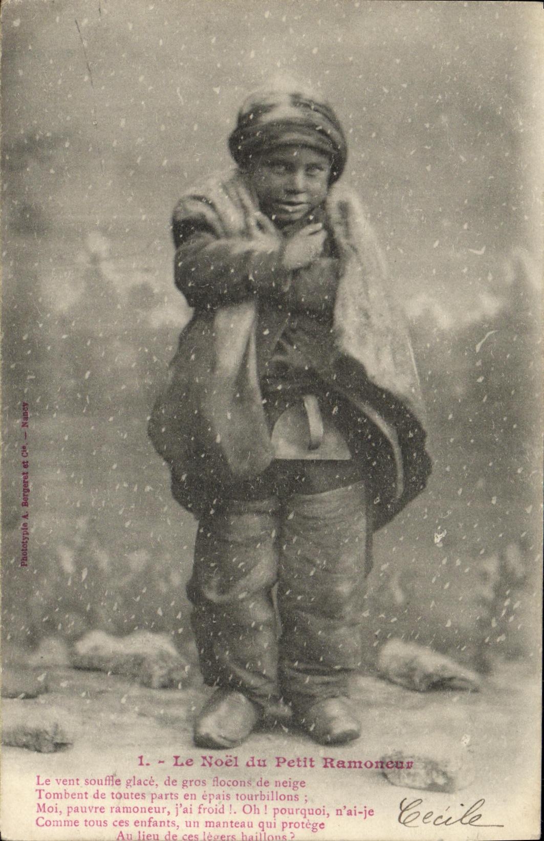 CPA Fantaisie Enfant Le Noel du petit ramoneur 