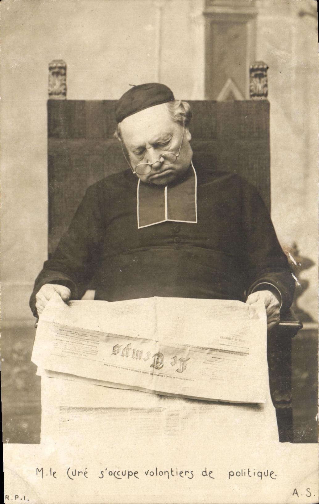 VINTAGE POSTCARD Fantaisie Man M the Cure S occupies readily of policy