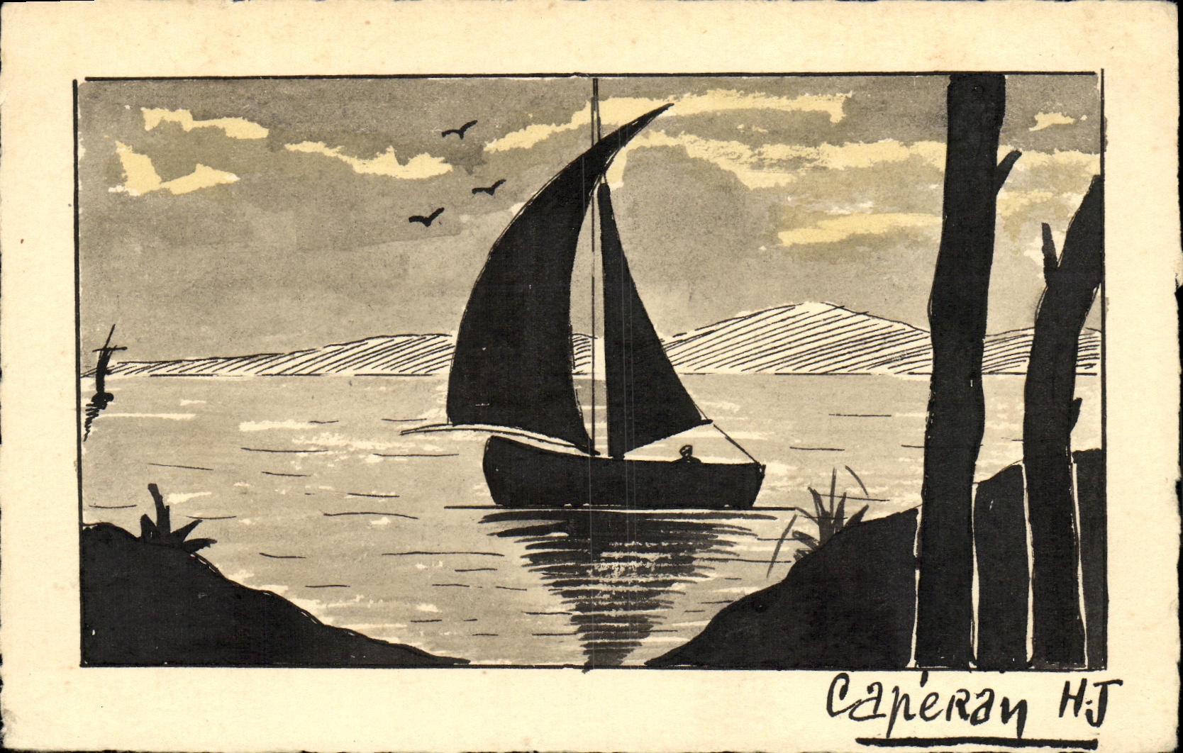 VINTAGE POSTCARD Fantasy Caperan Boat