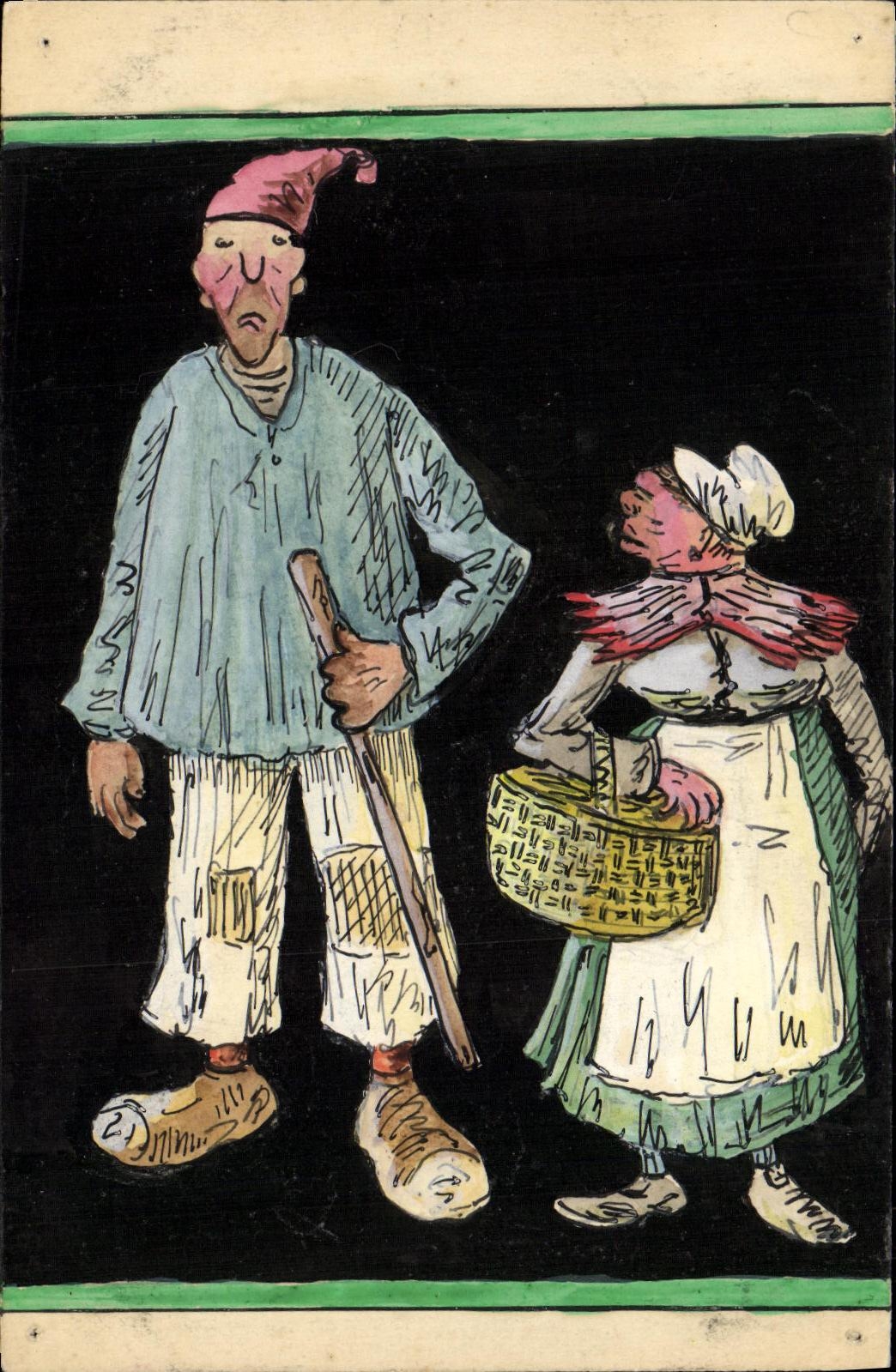 CPA Fantaisie Illustrateur Folklore dessin a la main 