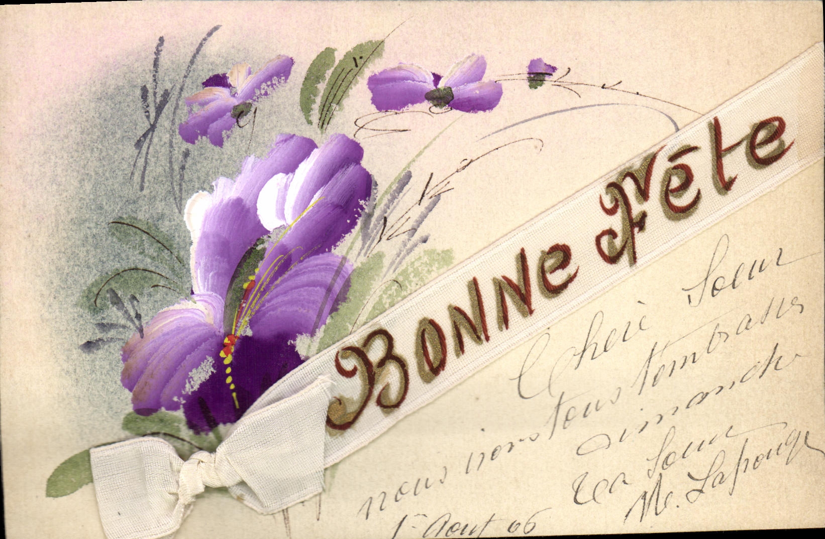 CPA Fantaisie Fleurs bonne fete