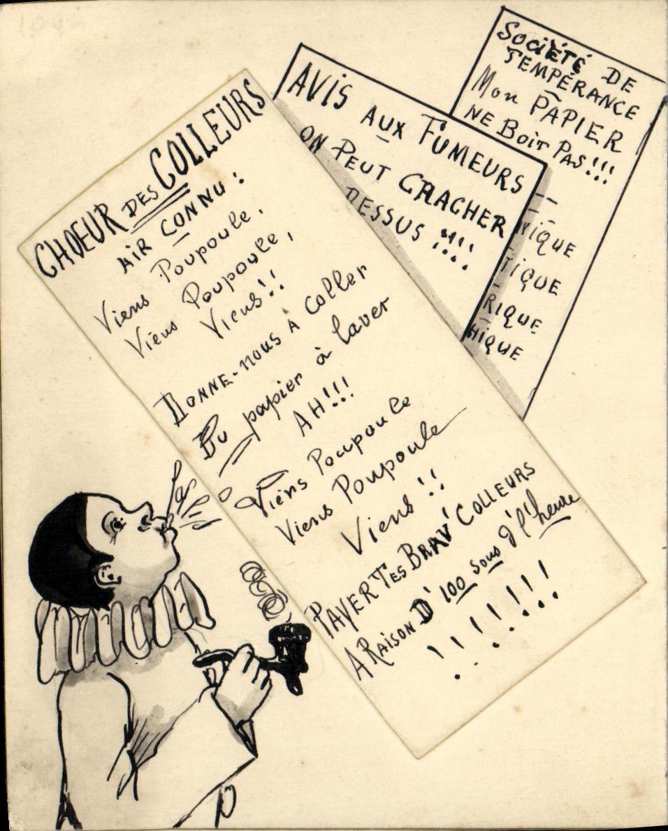 Carte PEINTE a la main Arlequin El Maestro del Tekko depliante sur un menu Diner du 30 janvier 1905