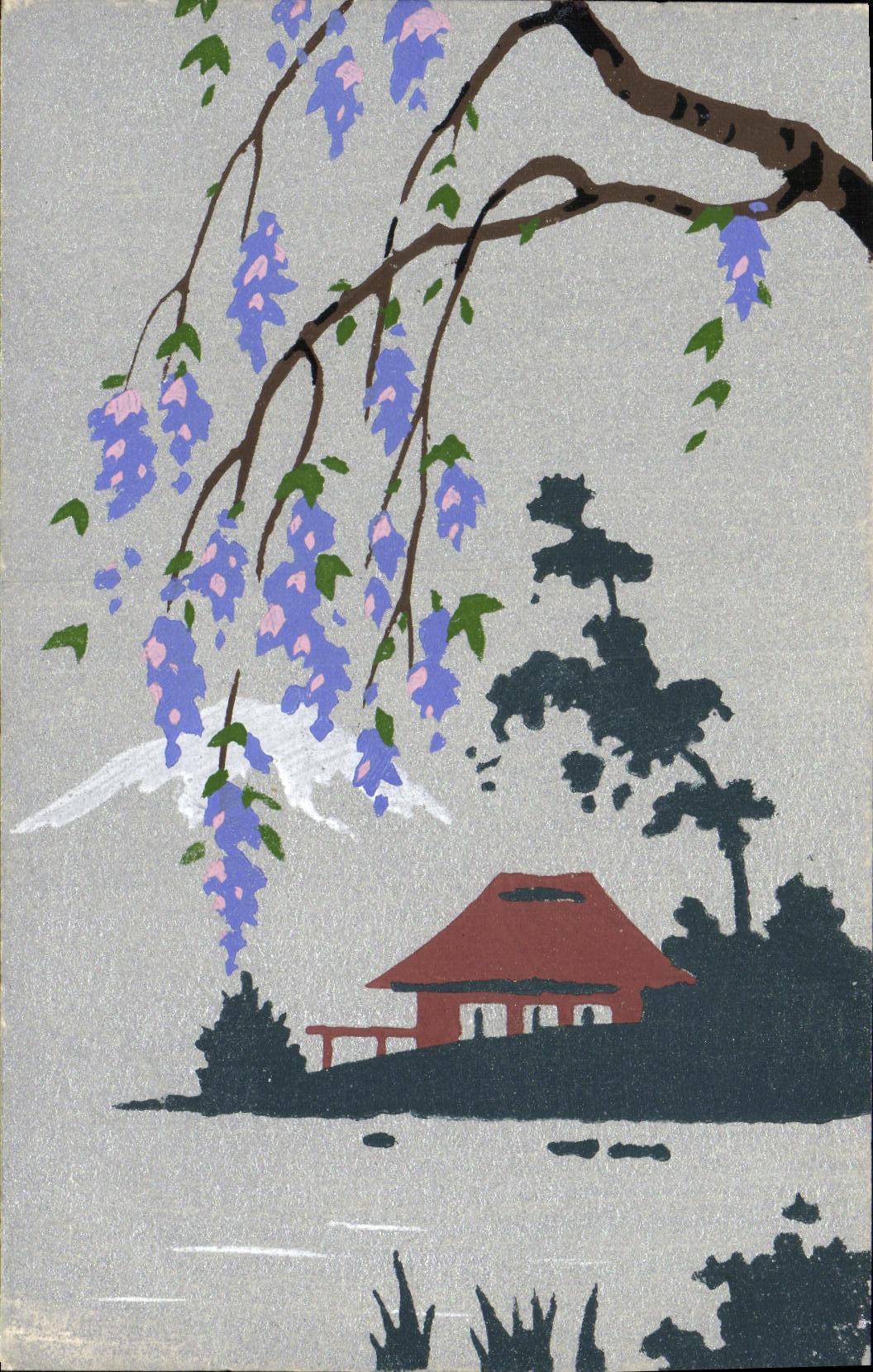 CPA Fantaisie Paysage masion decor dore