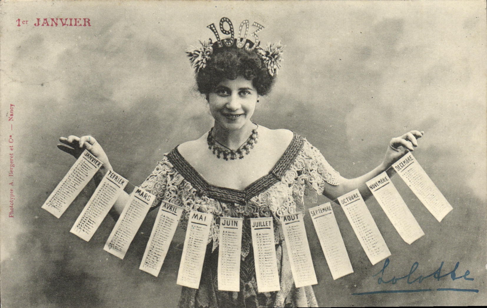 CPA Fantaisie FEmme 1er janvier 1903