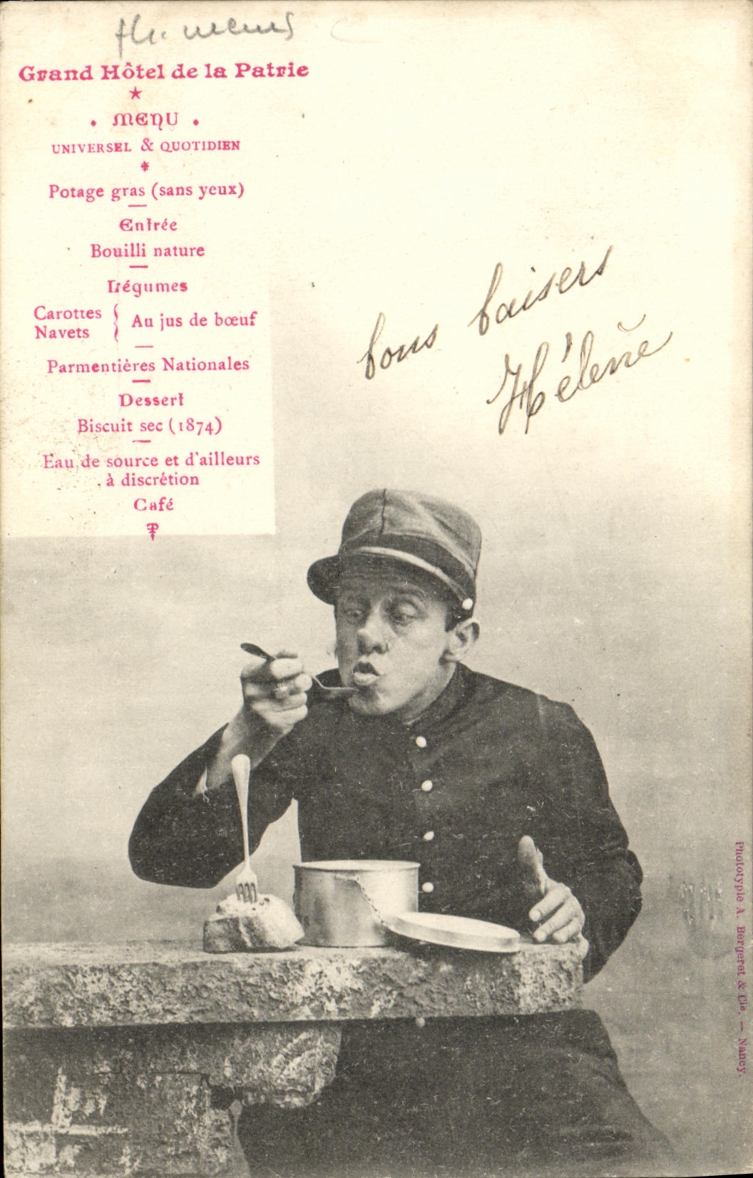 VINTAGE POSTCARD Fantasy Large hotel of the Fatherland Militaria Soldier