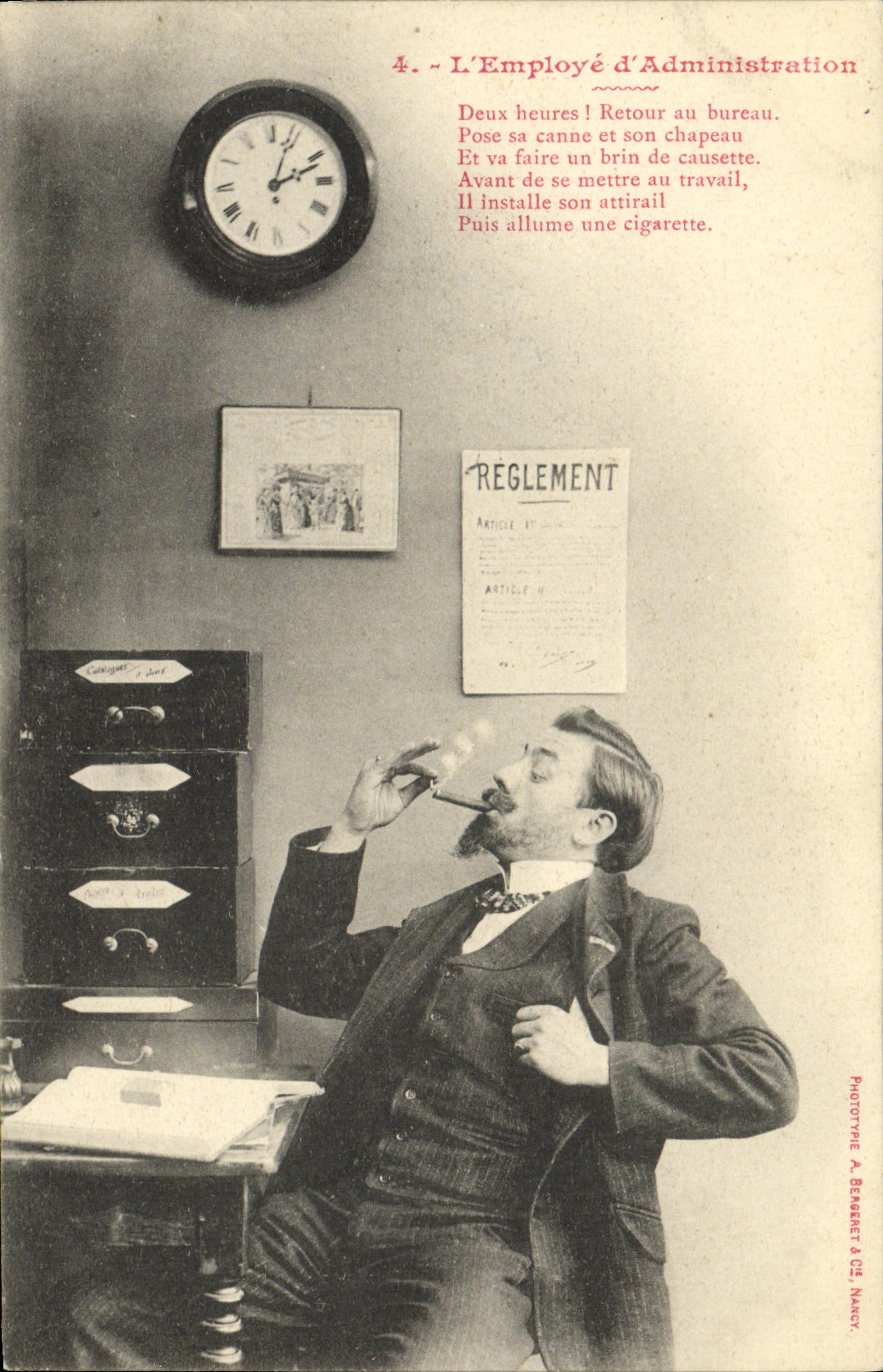 VINTAGE POSTCARD Fantasy Man L employed D administration