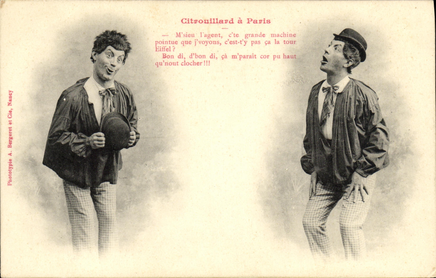 VINTAGE POSTCARD Fantaisie Citrouillard Man has Paris