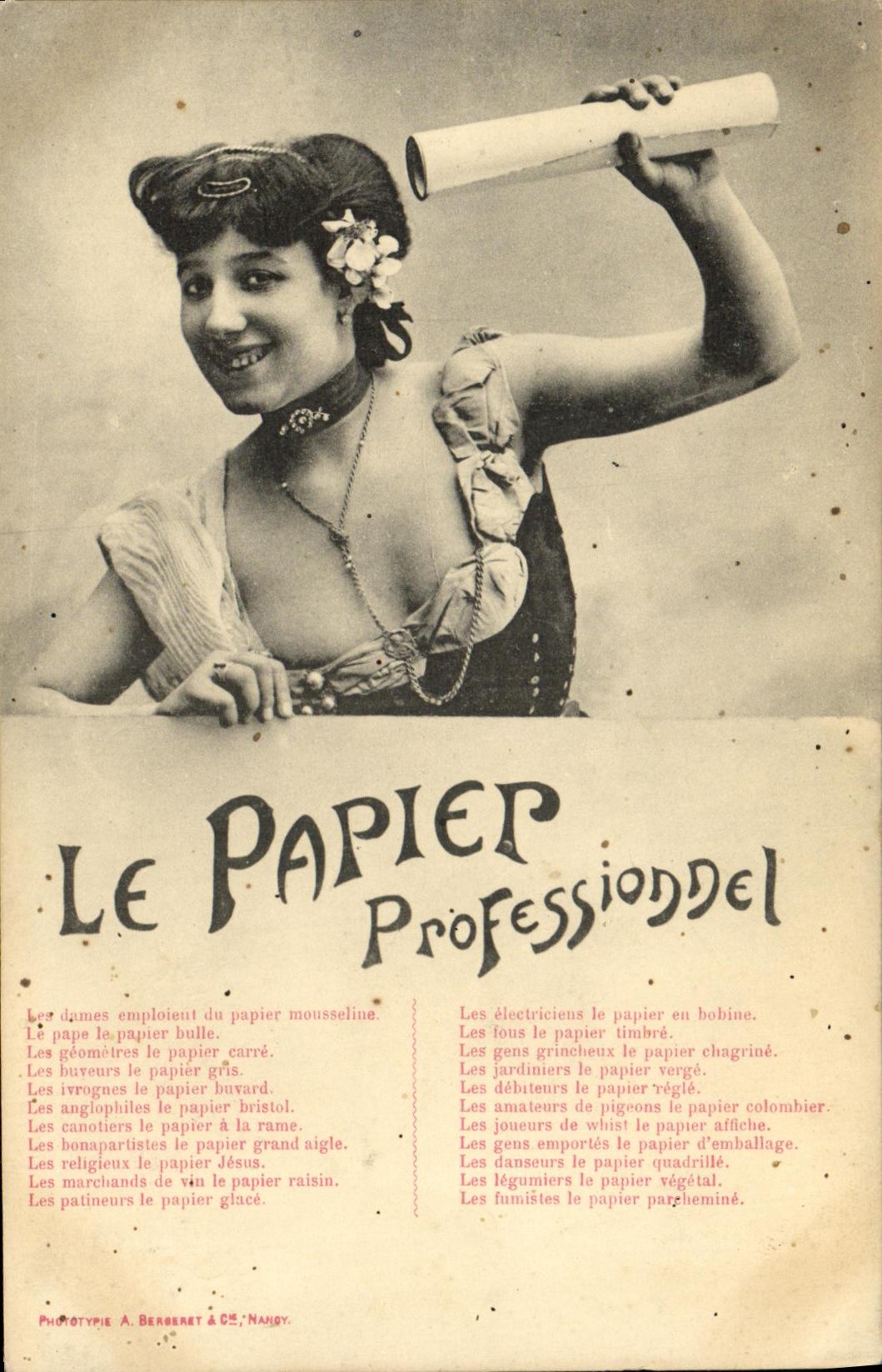 CPA Fantaisie Femme le papier professionnel