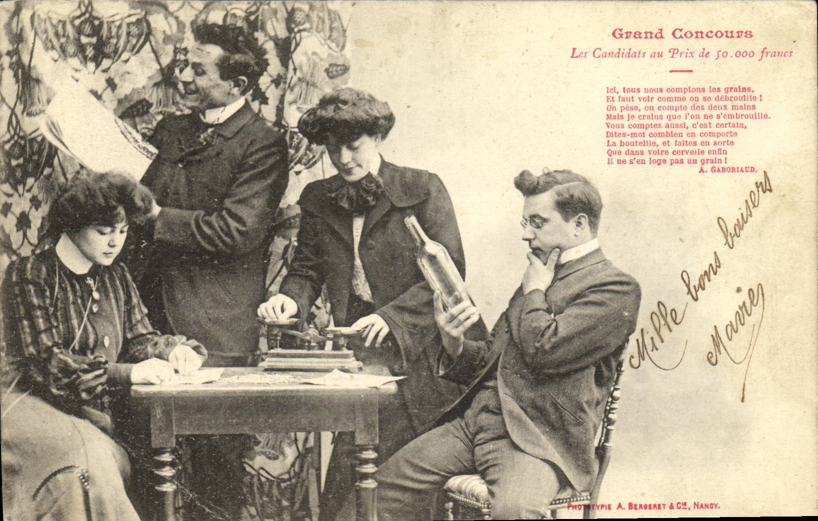 VINTAGE POSTCARD Fantasy Big competition candidates at the cost of 50 000 francs