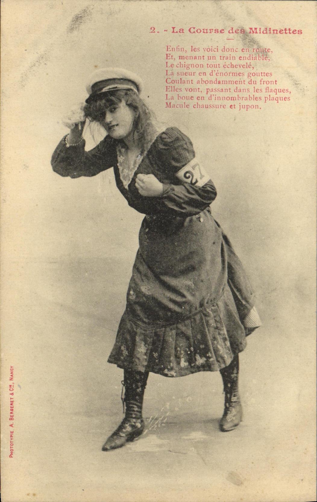 CPA Fantaisie Femme La course des midinettes