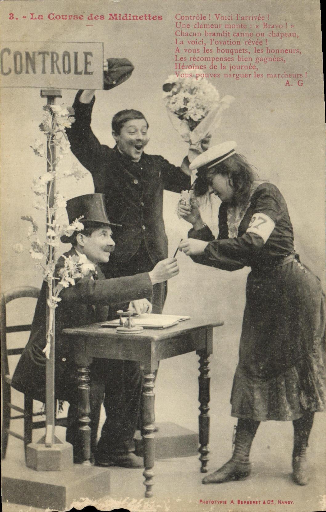 CPA Fantaisie Femme La course des midinettes 