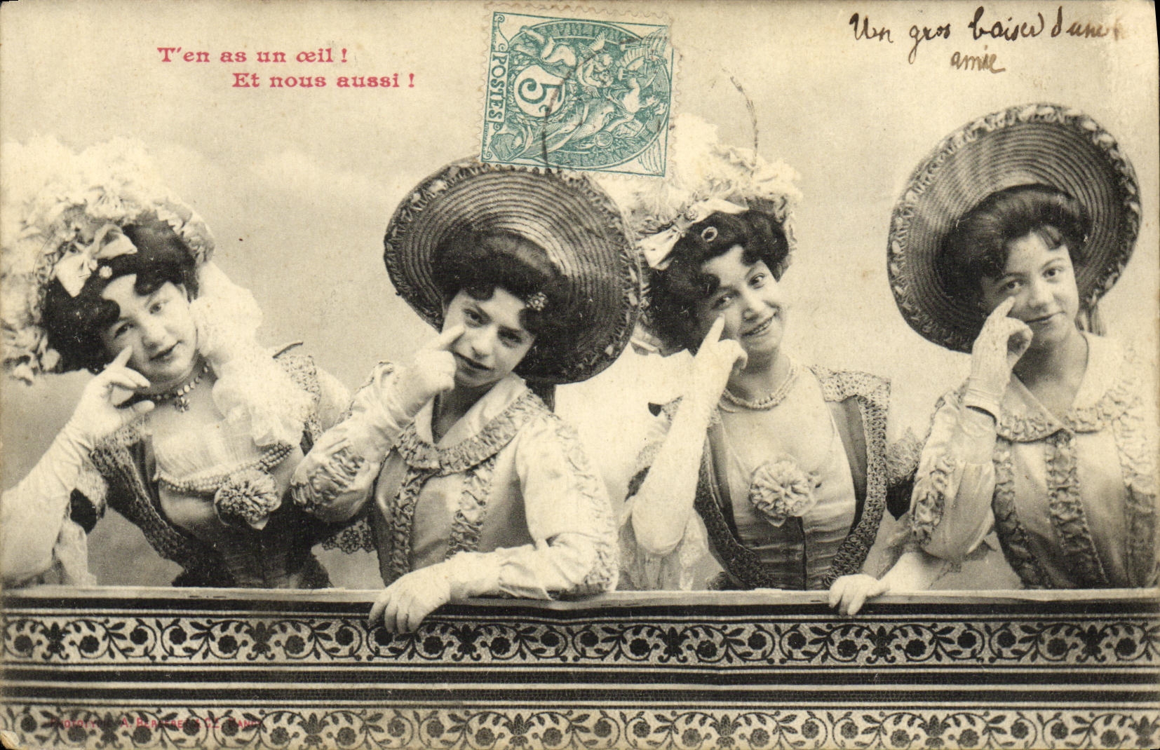 VINTAGE POSTCARD Fantasy Women T of ace an eye