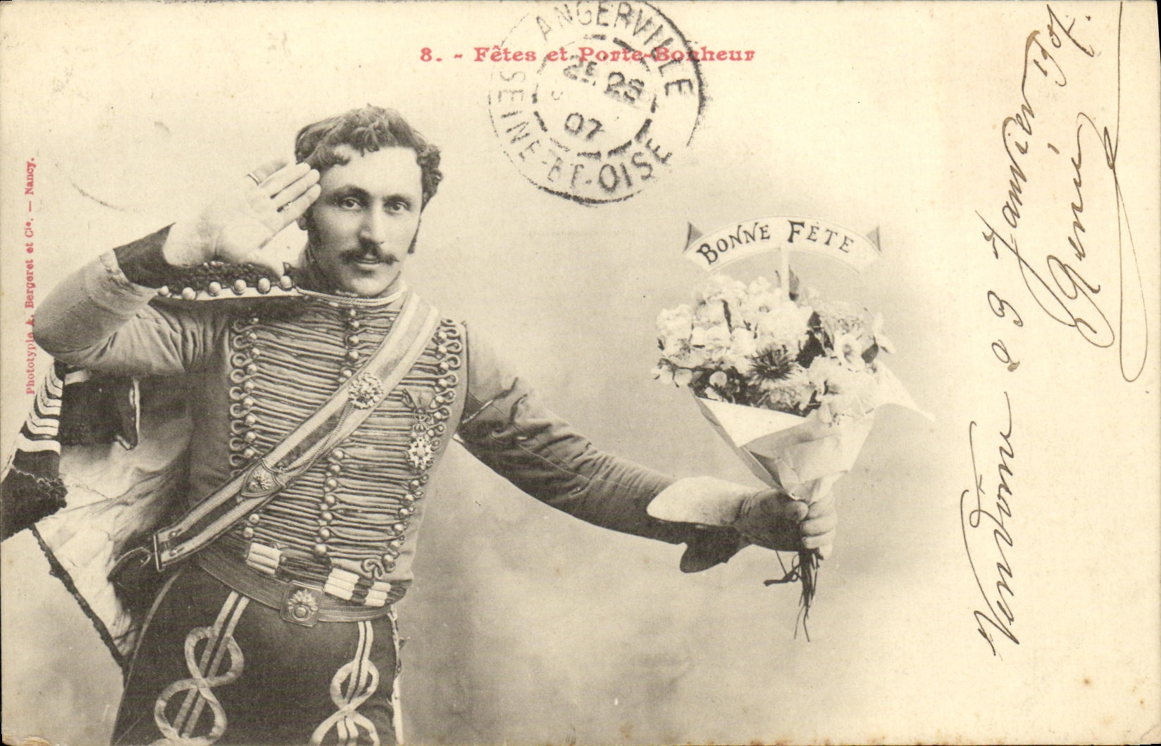 VINTAGE POSTCARD Fantasy Festivals and carries happiness Soldat militaria