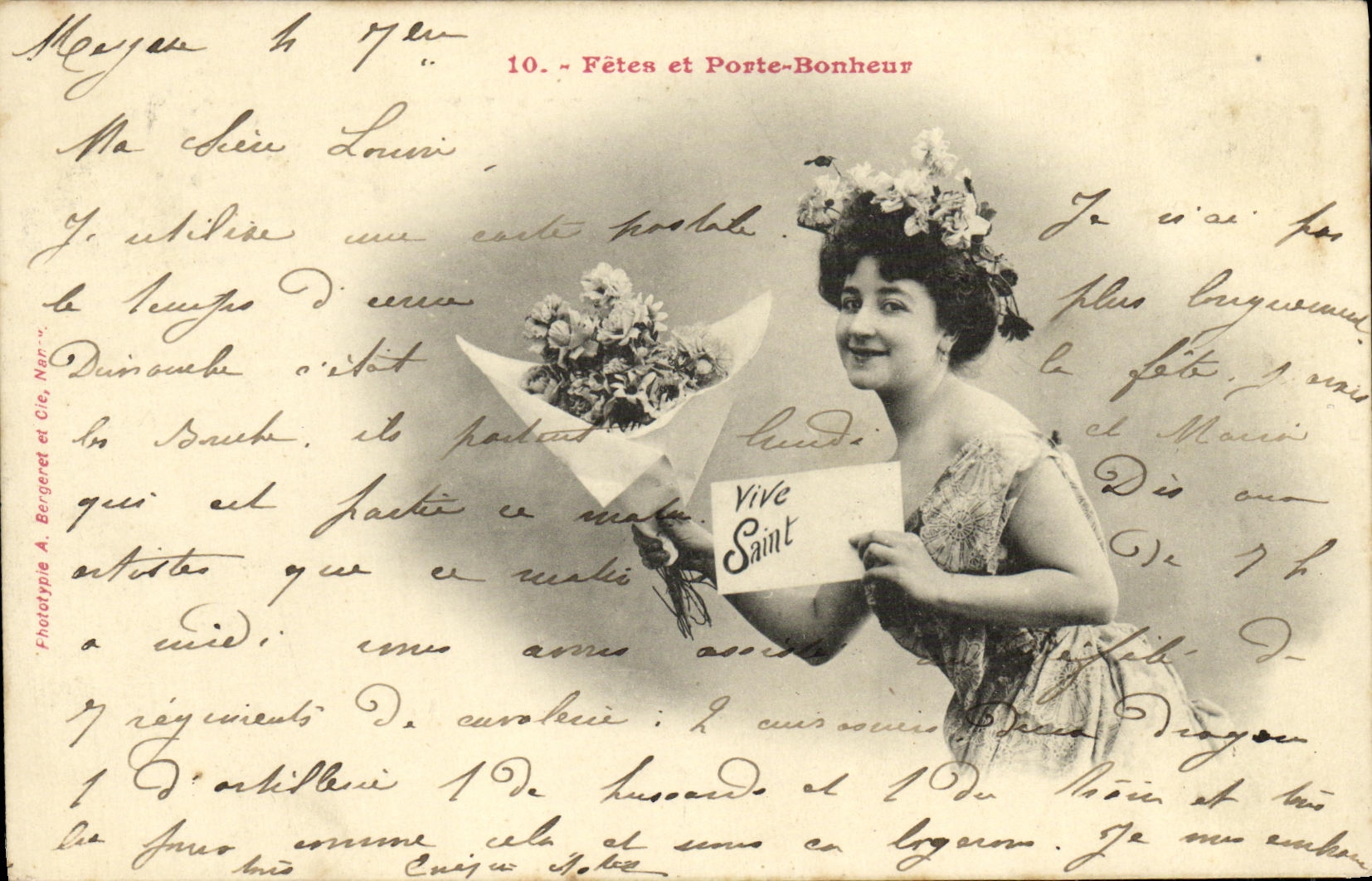 CPA Fantaisie Femme Fete et porte bonheur 