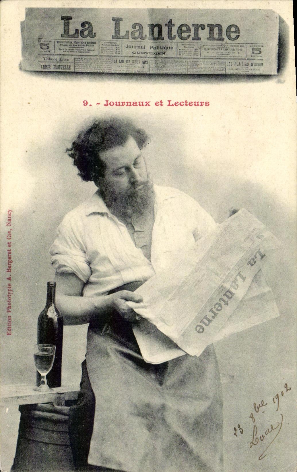CPA Fantaisie Homme Journal La Lanterne