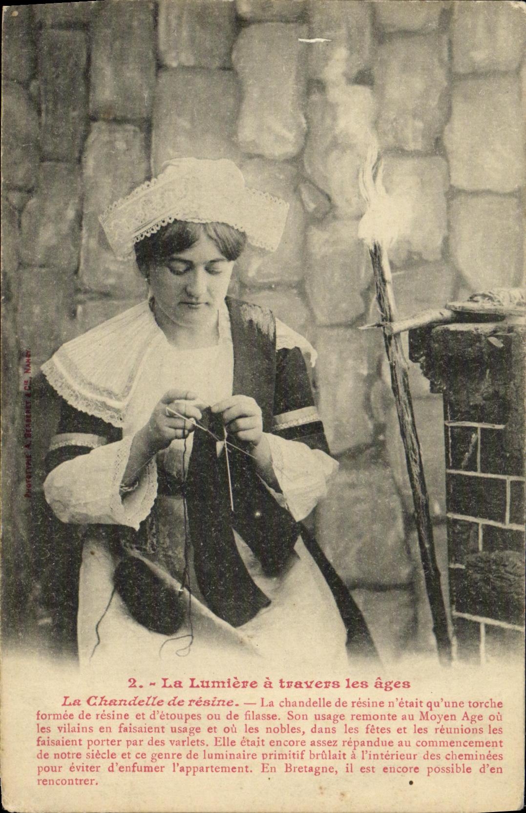 VINTAGE POSTCARD Fantasy Woman the light through old the resin candle