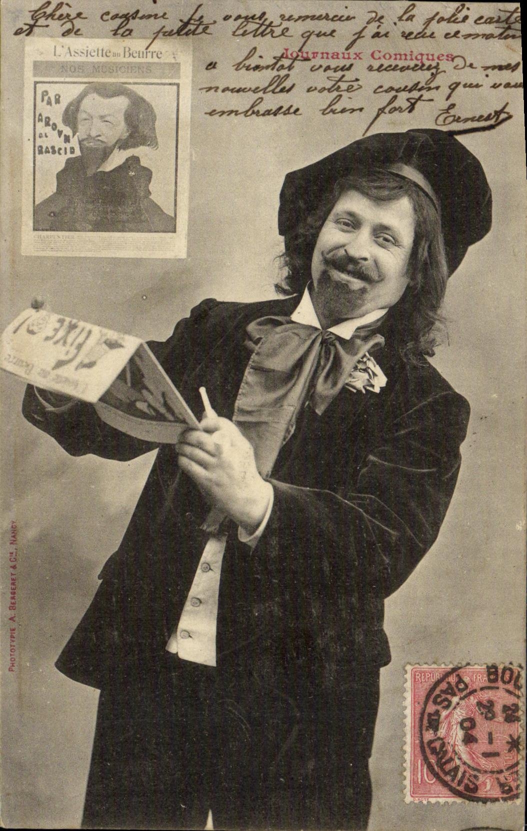 VINTAGE POSTCARD Fantasy Man comic Newspapers L plate with butter