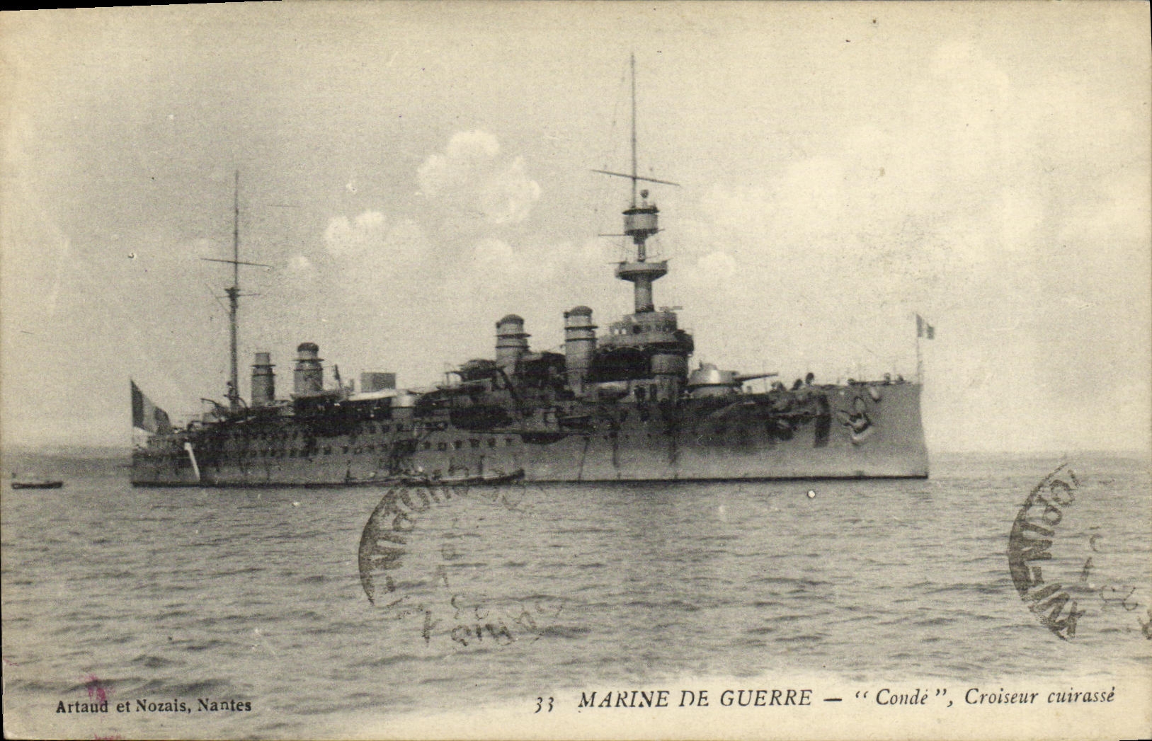VINTAGE POSTCARD Bateau Cruiser armours Conde