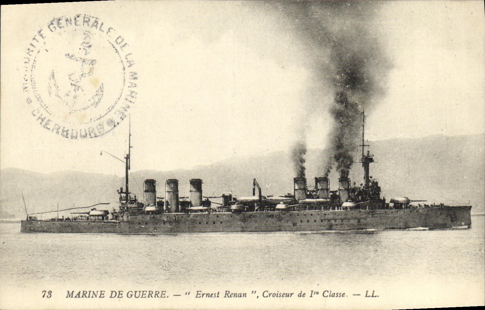 CPA Bateau Ernest Renan Croiseur de 1ere classe