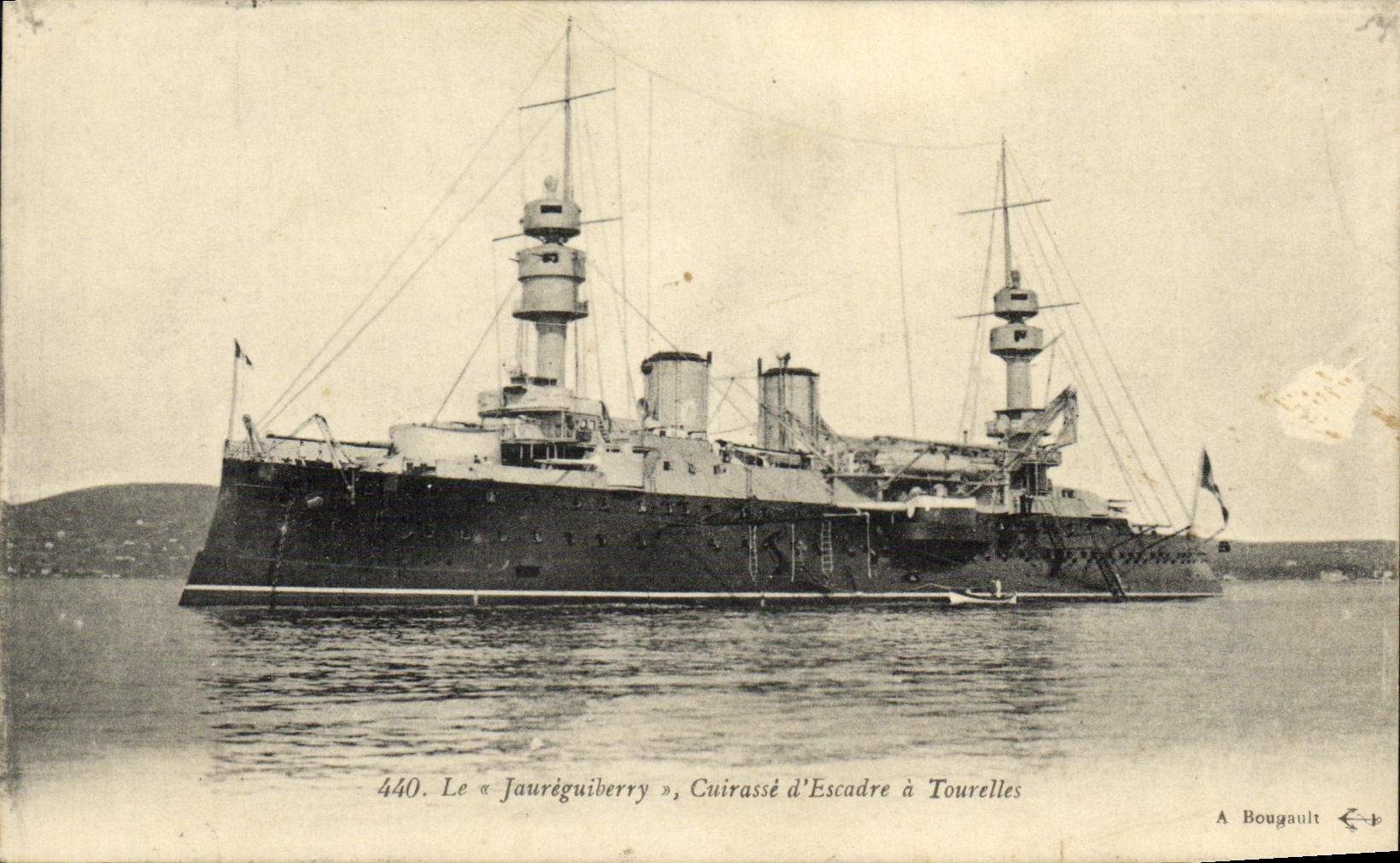 VINTAGE POSTCARD Bateau Jaureguiberry Cuirasse D squadron has turrets