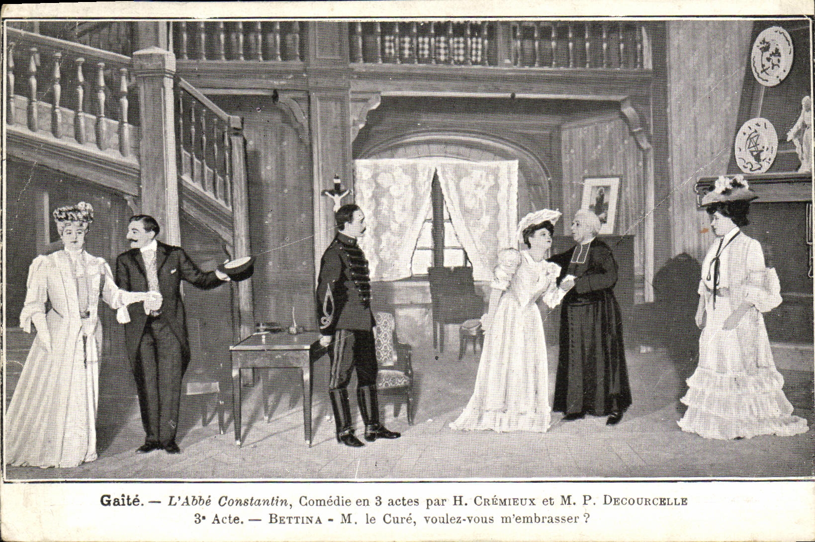 VINTAGE POSTCARD Fantasy Cheerfulness L abbot Constantin Comedie in 3 acts by Cremieux Decourcelle Theater