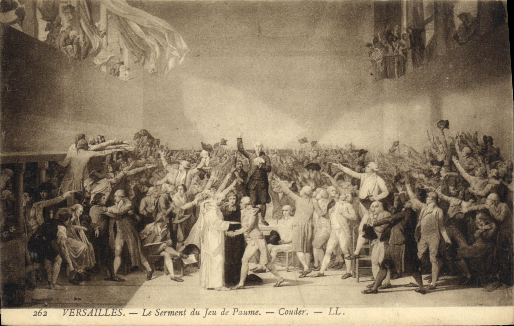 VINTAGE POSTCARD Versailles the oath of Jeu de Paume To bend