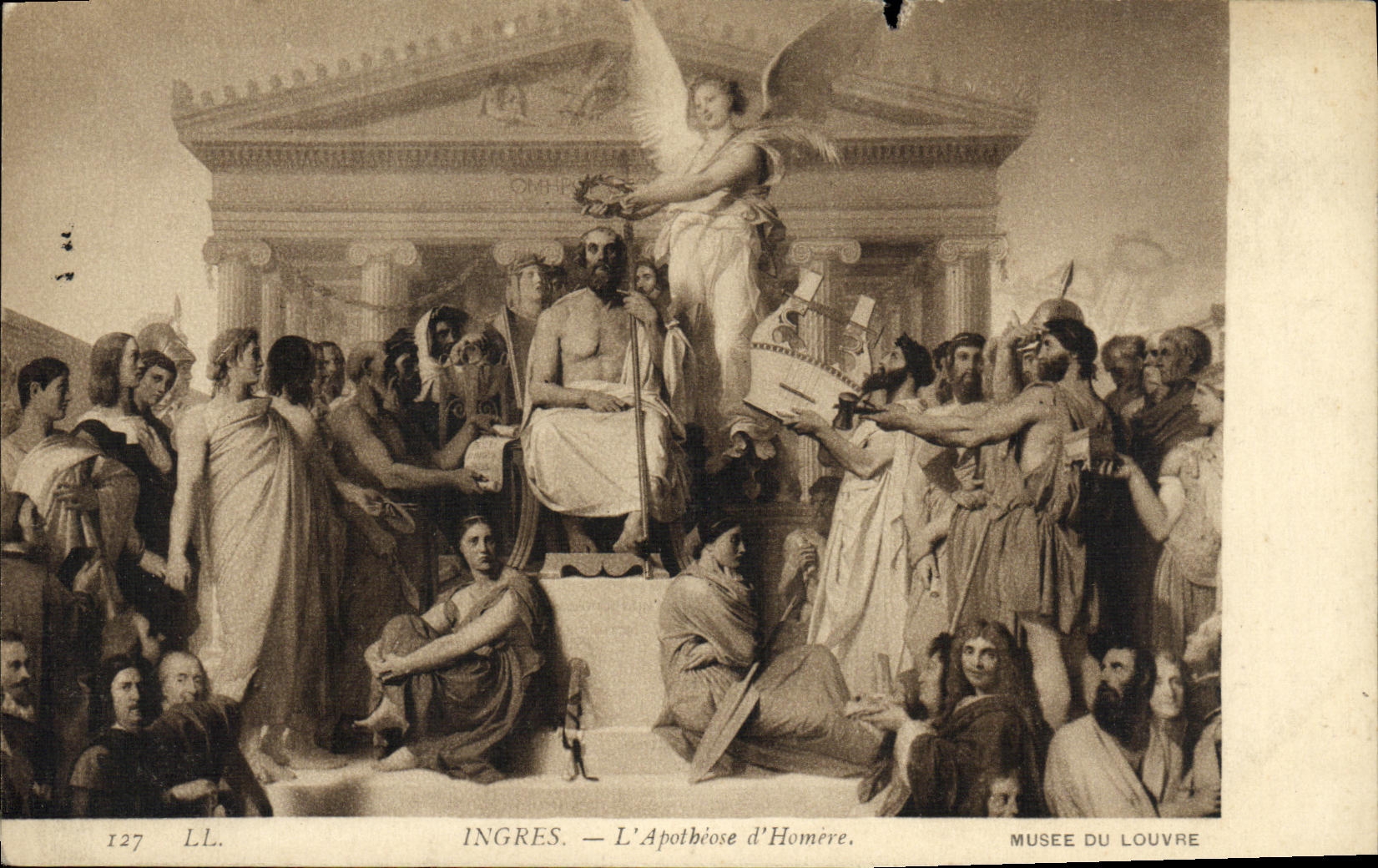 VINTAGE POSTCARD Ingres L apotheosis D Homere Museum of Louvre Paris