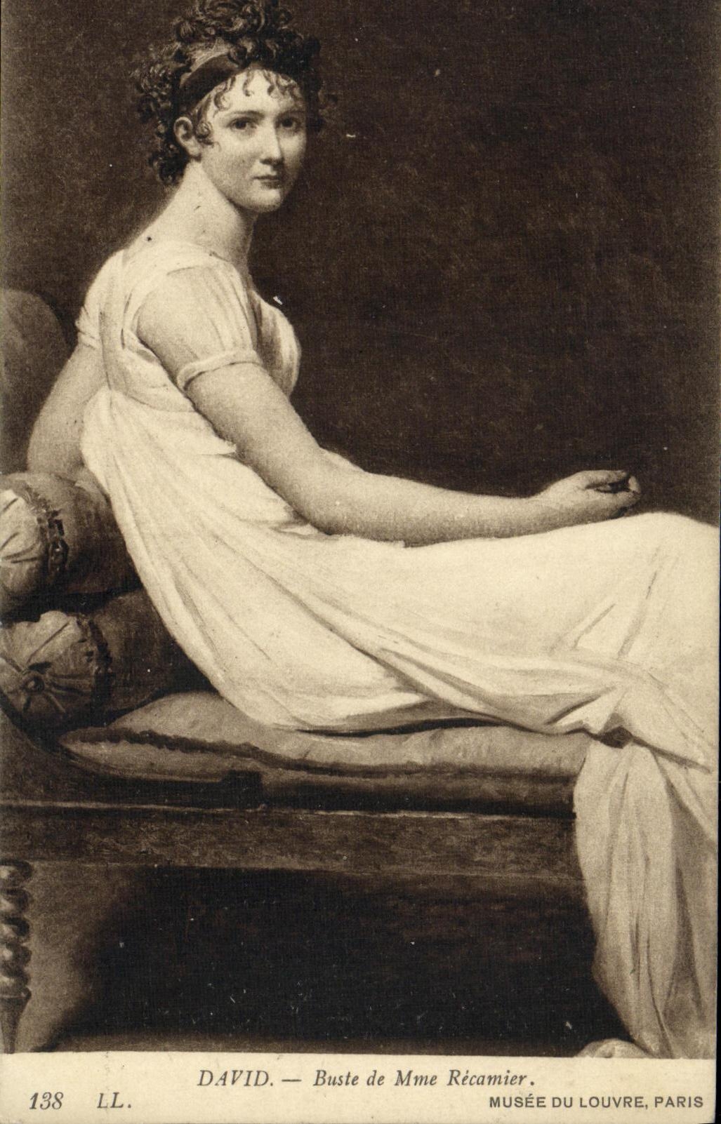 VINTAGE POSTCARD David Buste of Mrs  Recamier Museum of Louvre Paris