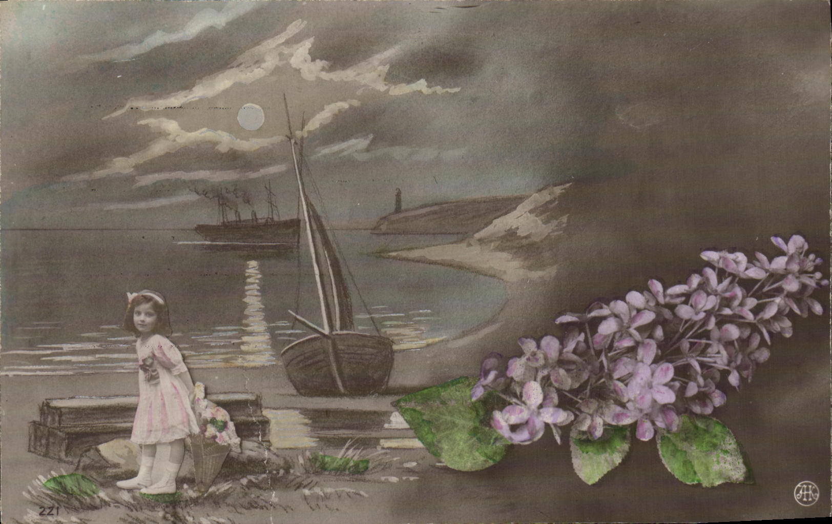 CPA Fantaisie Enfant Fleurs