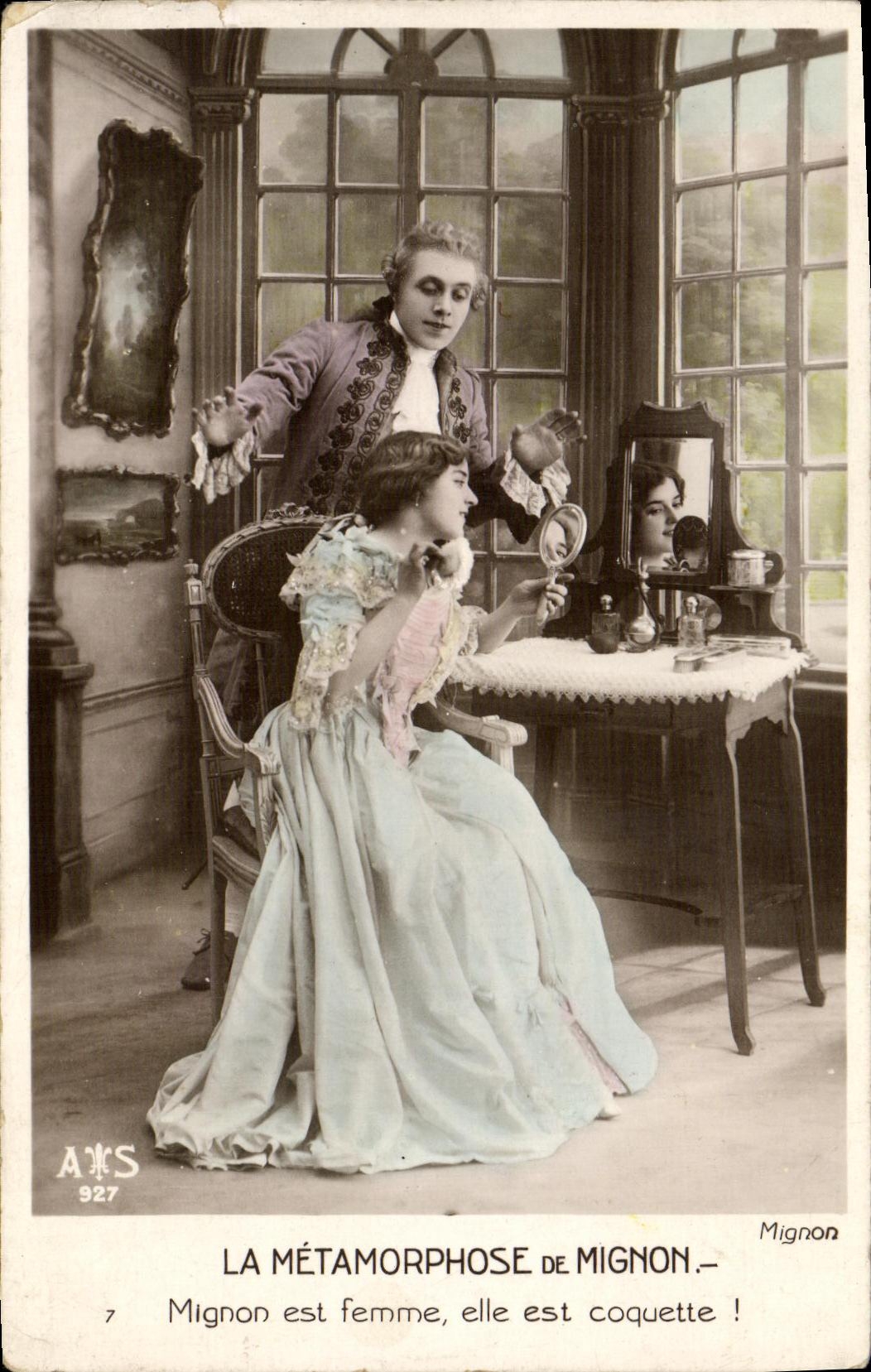 VINTAGE POSTCARD Fantasy Woman the metamorphosis of Nice