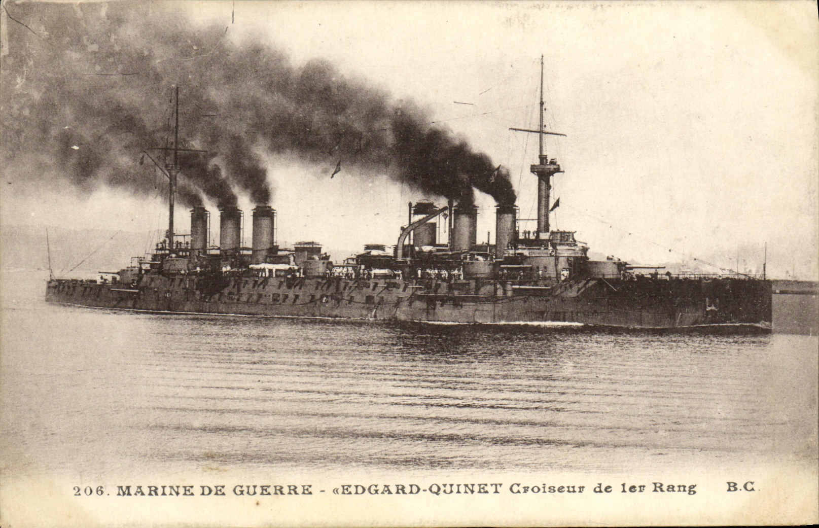 VINTAGE POSTCARD Boat Edgard Quinet Cruiser of 1st rank