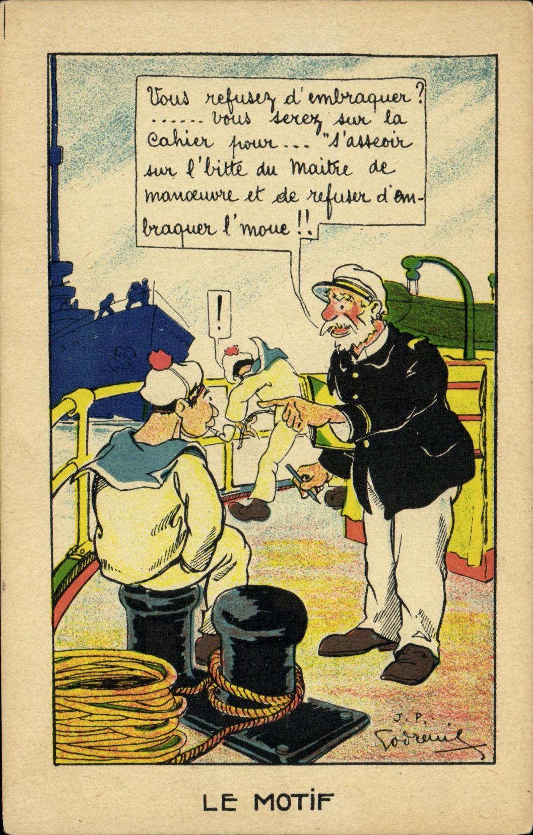 CPA Militaria Humour Illustrateur Le motif Marins