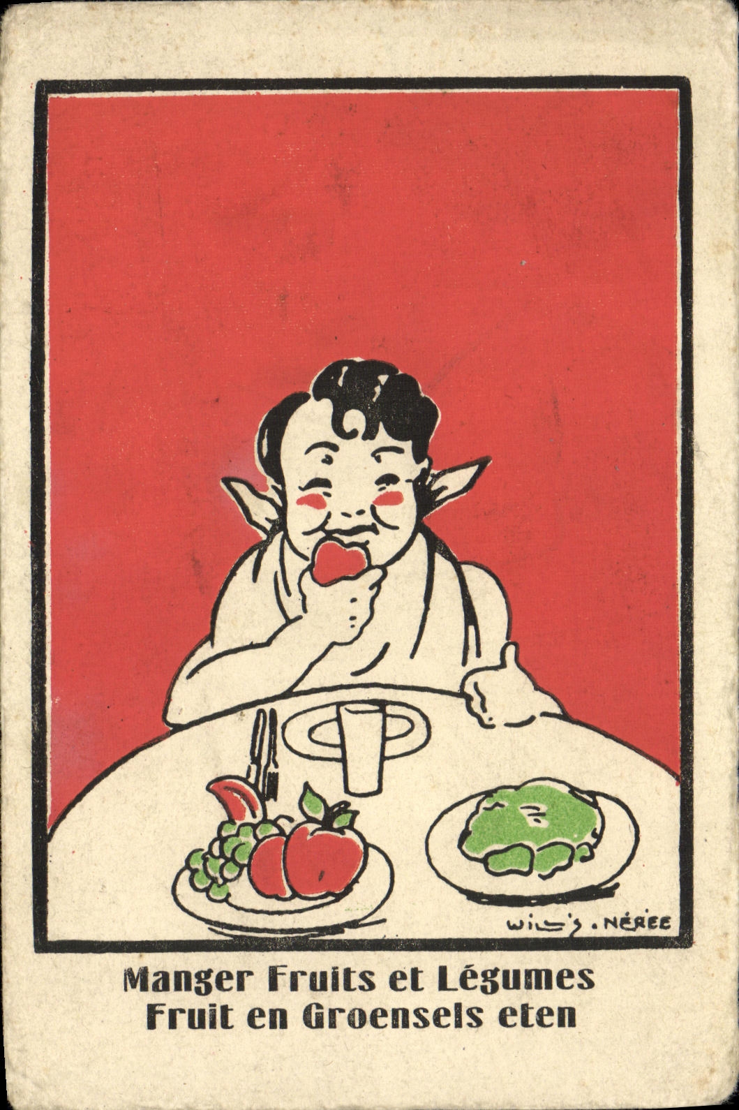 VINTAGE POSTCARD To eat fruit and vegetables