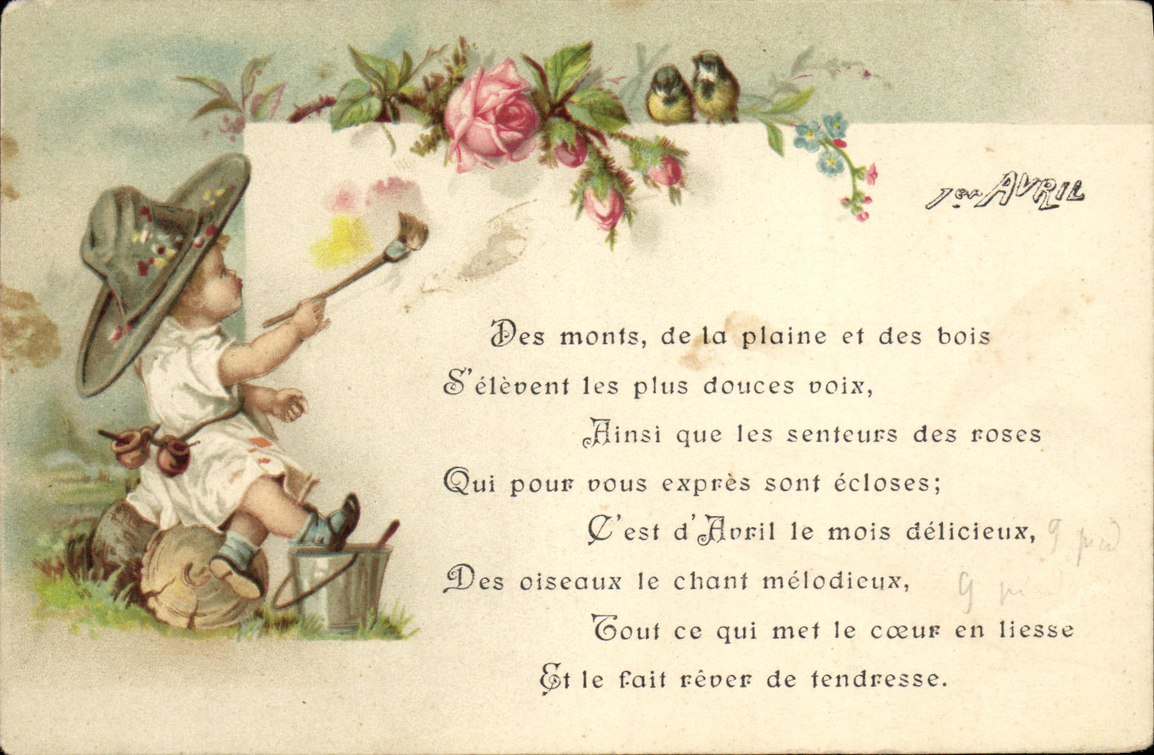 VINTAGE POSTCARD Fantasy EnfantAvril Painter