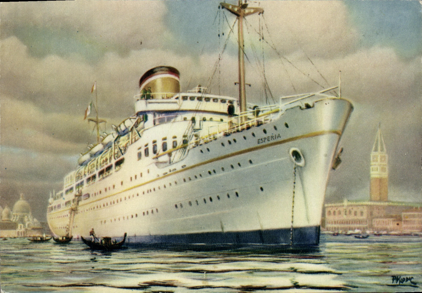 CPM Adriatica Societe de Navigation Paquebot Esperia Grand Express Italie Egypte 