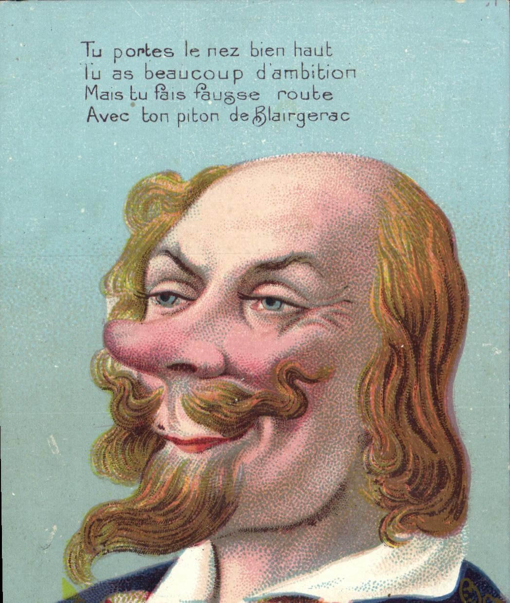 VINTAGE POSTCARD Fantaisie Humor Young man has to marry Grand nose Blairgerac