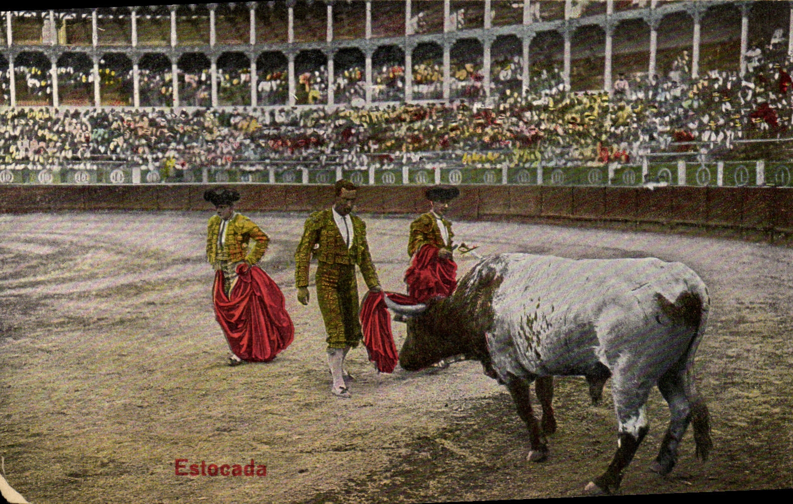 Corrida Toro Estocado Bull de Espana del deporte de la POSTAL de la VENDIMIA