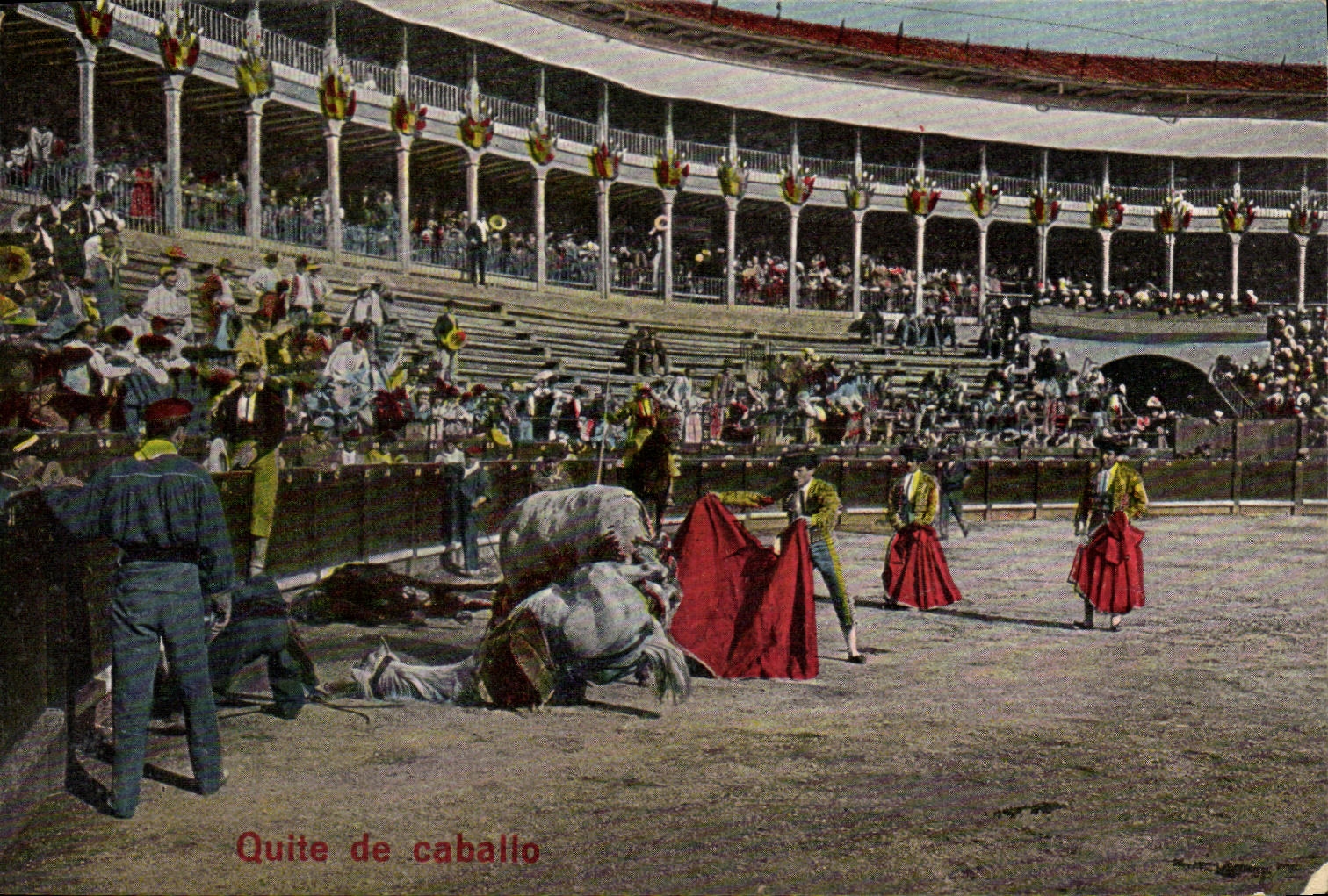 Corrida Toro Bull Quite de Caballo de Espana del deporte de la POSTAL de la VENDIMIA